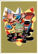 kunstkaart Illustratie van Pieter Postma, design, Verzenden, 1980 tot heden, Ongelopen, Overige thema's