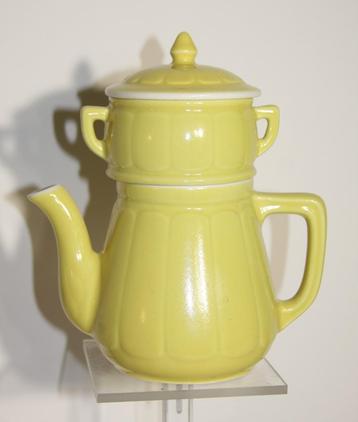 Geel Frans koffiepotje/theepotje met filter compleet  beschikbaar voor biedingen