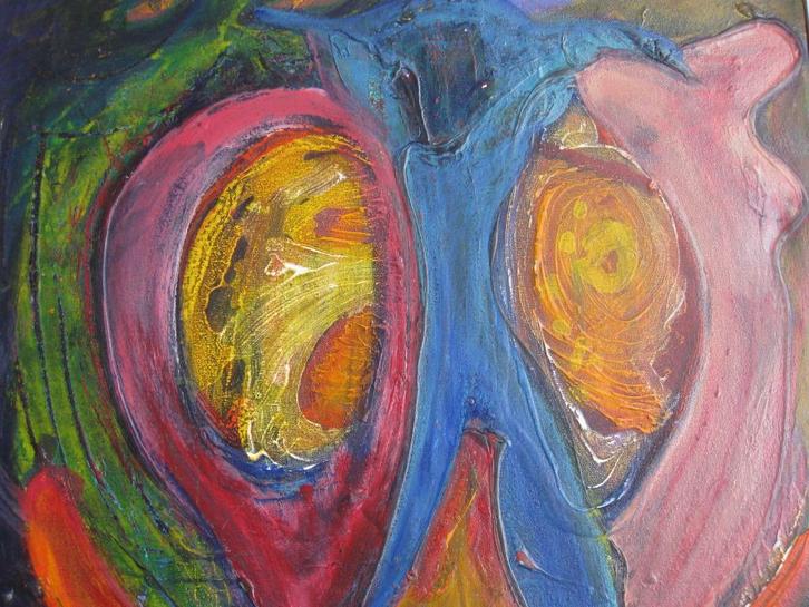 Wilbert Doorakkers, "Blauwtje lopen". Olieverf. In lijst., Antiek en Kunst, Kunst | Schilderijen | Abstract, Ophalen of Verzenden