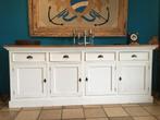 Mooi wit Dressoir met Teak Blad (white wash afwerking), Ophalen, Gebruikt, Teakhout, Modern en chique