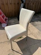 Set van 4 witte eetkamerstoelen, Huis en Inrichting, Stoelen, Ophalen, Wit, Leer, Zo goed als nieuw