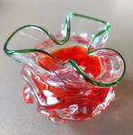 ZWAAR GLAZEN VAASJE ROOD MET GROEN RANDJE, Verzenden, Minder dan 50 cm, Rood, Glas