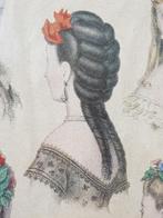 Mooie antieke ingelijste kappersmode prent uit Duitsland., Antiek en Kunst, Ophalen of Verzenden