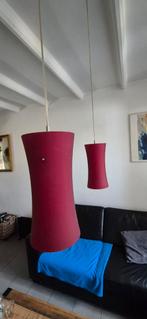 Twee rode lampen glas, Huis en Inrichting, Lampen | Hanglampen, Ophalen of Verzenden, Zo goed als nieuw, Glas, Minder dan 50 cm