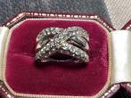 ZILVER RING MET WITTE EDELSTENEN, GEKEURD MET OUD ZWAARDJE, Verzenden, Zilver, Ring, Met edelsteen