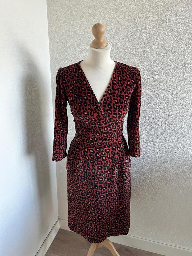 King Louie maat XL tulip cross velvet panter jurk 2539, Kleding | Dames, Jurken, Zo goed als nieuw, Maat 46/48 (XL) of groter