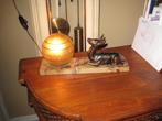 Art Deco Tafellamp /rond 1920 / marmer / brons hertje /, Ophalen of Verzenden