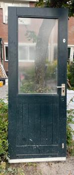 Hardhouten achterdeur / balkondeur, Doe-het-zelf en Verbouw, 75 tot 150 cm, Gebruikt, Deurkozijn, Ophalen of Verzenden
