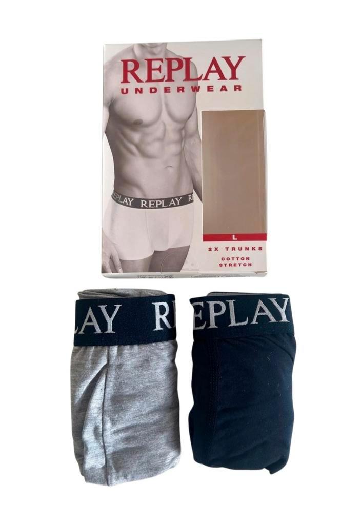 Replay Heren Boxers – 2 stuks (Maat L), Kleding | Heren, Ondergoed, Boxer, Grijs, Ophalen of Verzenden