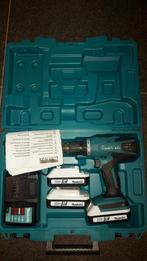 Makita DF457DWE schroef boormachine +3 accu's en lader, Gebruikt, Variabele snelheid, Ophalen of Verzenden, Boor- en Schroefmachine