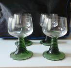 Oudjaar: 4 Moezelglazen groene voet en steel (ribbel): € 12, Ophalen, Glas of Glazen, Overige stijlen, Glas