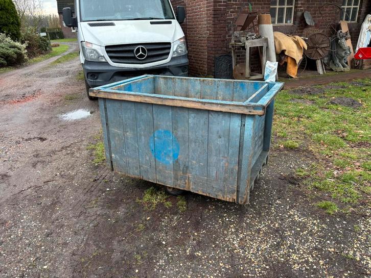 Oude houten industriële kar plantenbak kruidentuin binnen, Antiek en Kunst, Curiosa en Brocante, Ophalen