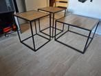 3 bijzettafels te koop, Huis en Inrichting, Minder dan 55 cm, Metaal of Aluminium, Vierkant, Zo goed als nieuw
