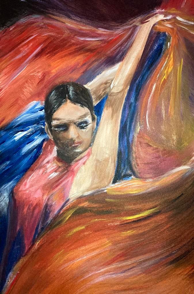 Prachtig geschilderde Flamenco danseres dans Gitano, Antiek en Kunst, Kunst | Schilderijen | Abstract, Verzenden