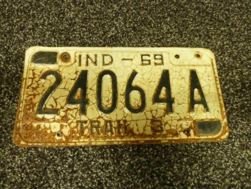 Kentekenplaat licenseplate Indiana 1969 1 USA, Verzamelen, Automerken, Motoren en Formule 1, Gebruikt, Auto's, Verzenden