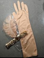 Charleston, jaren 20, hoofdband met veer en lange handschoen, Ophalen of Verzenden, Nieuw, Carnaval