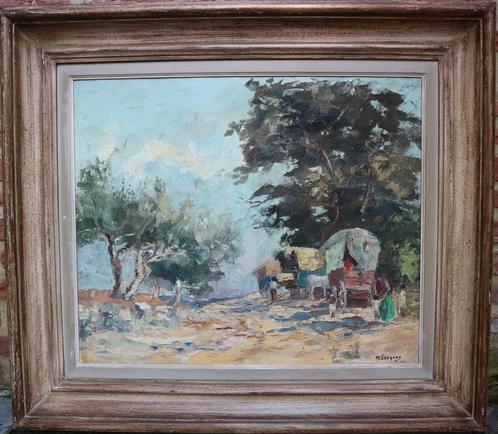 Maurice LEGRAND, zigeuners op pad, Antiek en Kunst, Kunst | Schilderijen | Klassiek, Ophalen of Verzenden