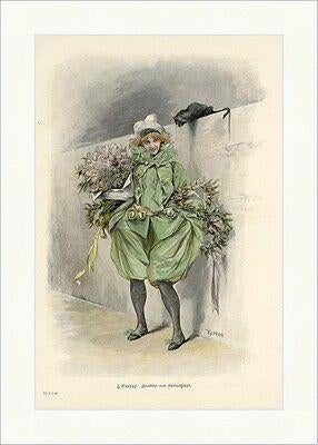 Joseph Koppay: Träumerei, or. gravure 1896, 31x22cm.,mooi!, Antiek en Kunst, Kunst | Etsen en Gravures, Ophalen of Verzenden