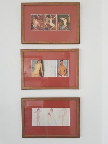 3  vintage erotische kunstwerken gesigneerd  beschikbaar voor biedingen