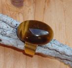 Ring met grote steen van tijgeroog, Sieraden, Tassen en Uiterlijk, Ringen, Info.adorabeads@gmail.com, Want 18 Hoogvliet, Adorabeads