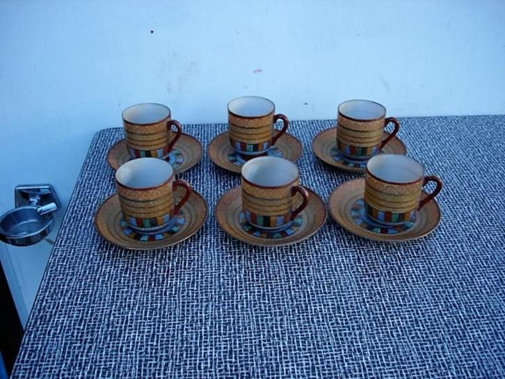 Zeldzame set van vijf "Geisha mokkakopjes" uit Japan 19e /20, Antiek en Kunst, Antiek | Porselein, Ophalen of Verzenden