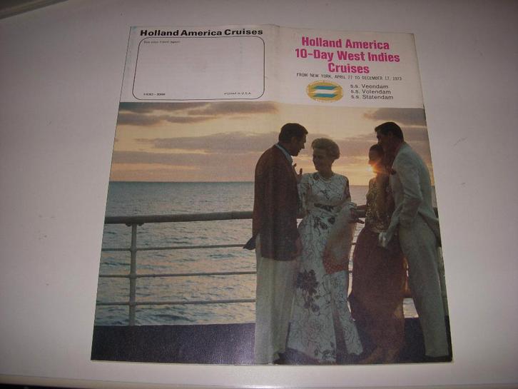 Folder Holland America Line West Indies Cruises 1973, Verzamelen, Scheepvaart, Gebruikt, Boek of Tijdschrift, Motorboot, Ophalen of Verzenden