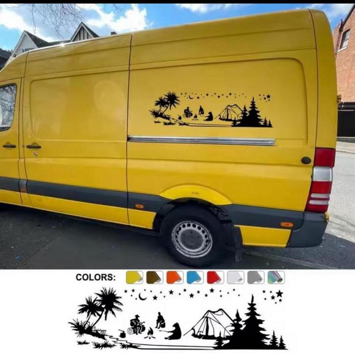 Camping Autosticker Caravan Bestelwagen, Auto diversen, Autostickers, Verzenden