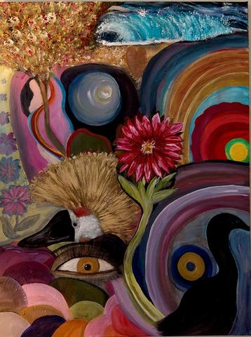 Origineel schilderij Birds and more...by Masja  beschikbaar voor biedingen