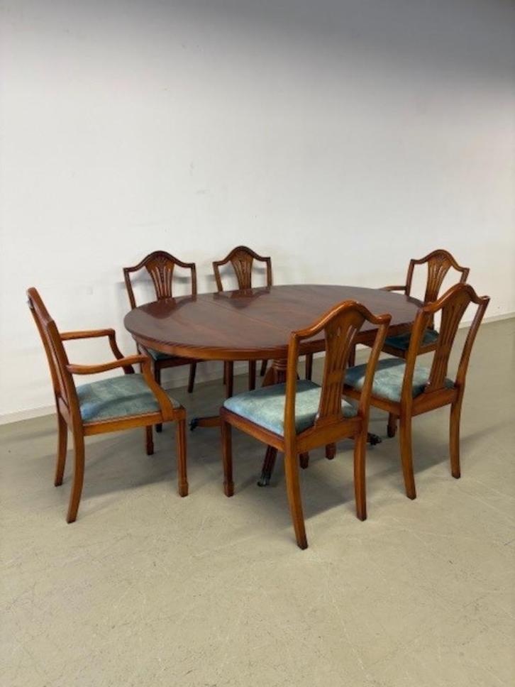 Engelse eethoek in taxus, Huis en Inrichting, Tafels | Eettafels, Gebruikt, 50 tot 100 cm, 150 tot 200 cm, Vijf personen of meer