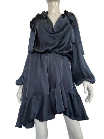Zimmermann silk blue long sleeve mini dress  