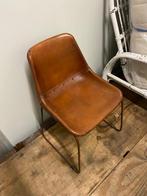 Lederen eetkamerstoelen, Huis en Inrichting, Stoelen, Ophalen, Bruin, Zo goed als nieuw, Metaal