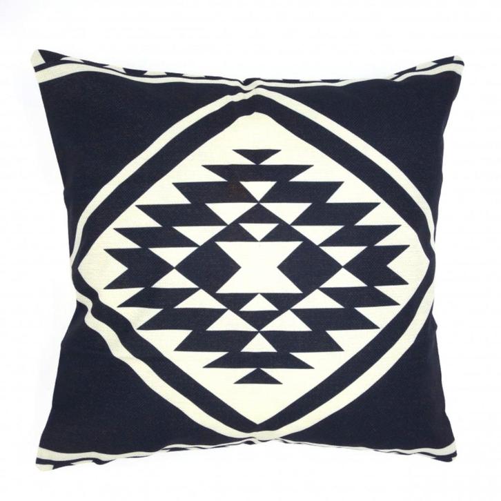 Kussenhoes Paco aztec linnenlook 45 x 45 cm, Huis en Inrichting, Woonaccessoires | Kussens, Nieuw, Overige kleuren, Vierkant, Verzenden
