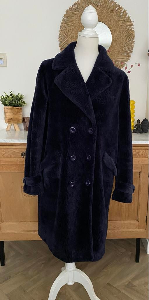 Rino & Pelle Faux Fur Jas - Donkerblauw - Maat 42, Ophalen of Verzenden, Gedragen, Maat 42/44 (L), Blauw