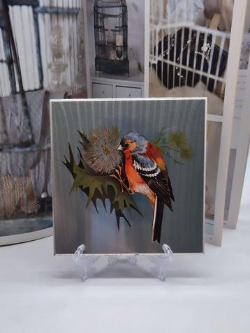 Metalen tegel met vogel - 15x15 cm beschikbaar voor biedingen