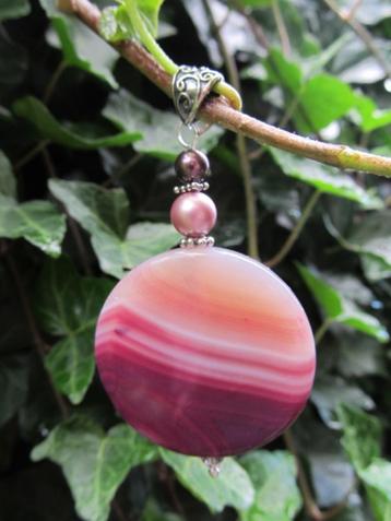 Hanger Purple Fanny agaat-swarovski parel zilver beschikbaar voor biedingen