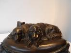 Art Deco Frans Bronzen Beeld Hondjes, Bonheur, Ophalen of Verzenden, Brons