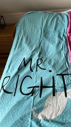 2x1pers. Dekbedovertrek Mr right, Mrs always right, Huis en Inrichting, Eenpersoons, Blauw, Dekbedovertrek, Nieuw