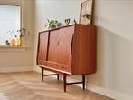 Vintage highboard kast Deens wandkast teak hout jaren 50/60, Huis en Inrichting, Kasten | Wandmeubels, Ophalen, Gebruikt, 100 tot 150 cm