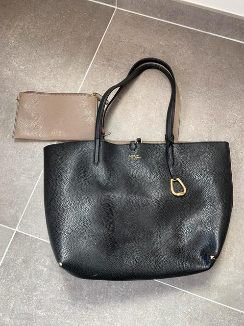 Tas Lauren Ralph Lauren tote shopper zwart/taupe, Sieraden, Tassen en Uiterlijk, Tassen | Damestassen, Zo goed als nieuw, Shopper