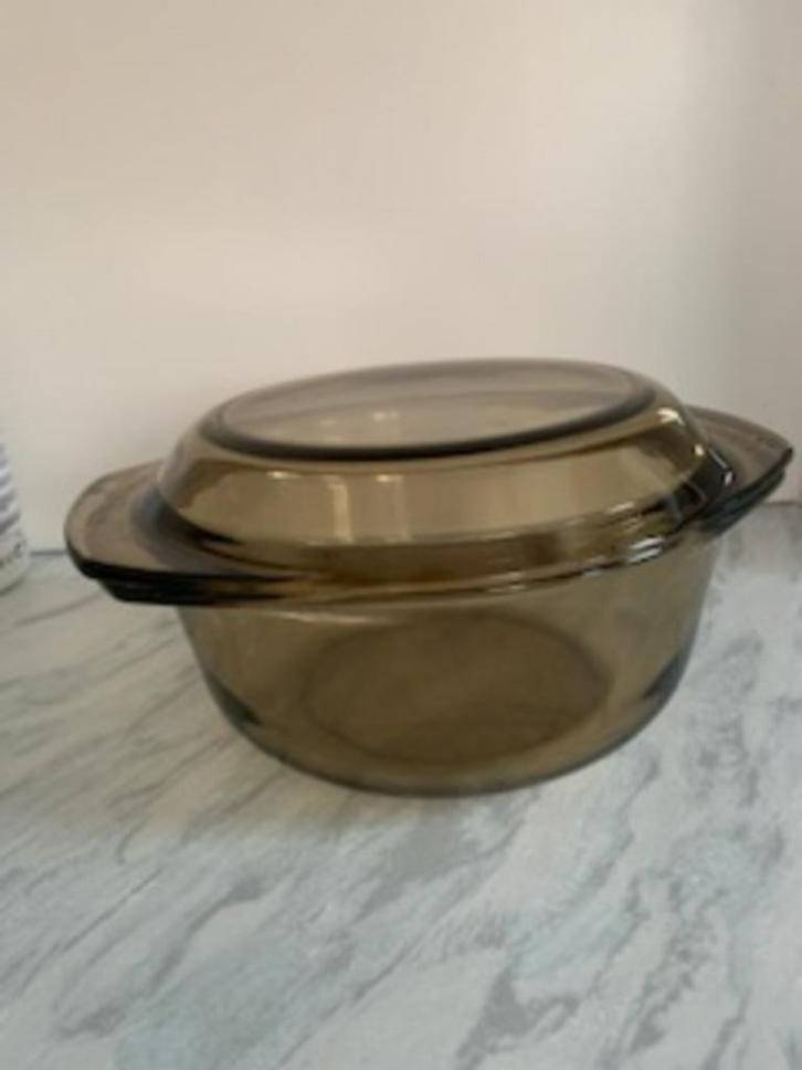 BP Bruine Glazen ovenschaal + deksel serveerschaal rookglas, Huis en Inrichting, Keuken | Keukenbenodigdheden, Zo goed als nieuw