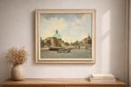 Stadsgezicht Amsterdam, olieverf op doek, G de Vries, Ophalen of Verzenden