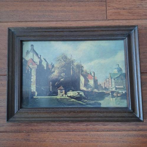 Reproductie 35,5 x 25,5 cm stadsgracht, Antiek en Kunst, Kunst | Schilderijen | Klassiek, Ophalen of Verzenden