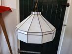 Hanglamp Tiffany stijl - glas in lood - wit met roze rand, Gebruikt, Ophalen of Verzenden, Glas, Tiffany
