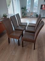 Eetkamerstoelen, 6 stuks., Ophalen, Gebruikt, Bruin, Hout