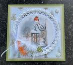 Nr 54 Kerst wenskaart met haakwerk Roodborstje, Hobby en Vrije tijd, Kaarten | Zelfgemaakt, Ophalen of Verzenden, Nieuw, Kerst