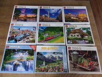 9 Puzzels van 1000 stuks  beschikbaar voor biedingen