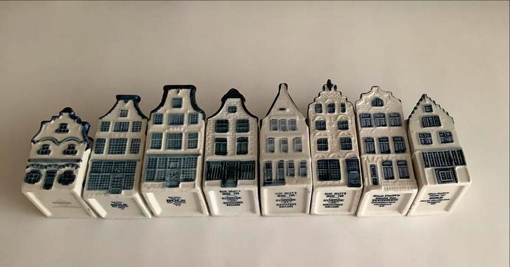 8 Delfts blauwe KLM huisjes, Verzamelen, KLM Huisjes, Zo goed als nieuw, Gevuld, Ophalen of Verzenden