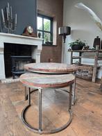 Salontafels hout set (Indonesisch hardhout), Huis en Inrichting, 50 tot 100 cm, Rond, Landelijk, Minder dan 50 cm