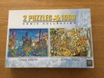 King puzzels 2 x 1000 stukjes - Crazy World en Crazy BBQ, Zo goed als nieuw, Ophalen