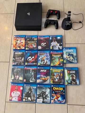Ps4 Pro 1TB + 2 controllers, opladerstand & 4 grip caps beschikbaar voor biedingen